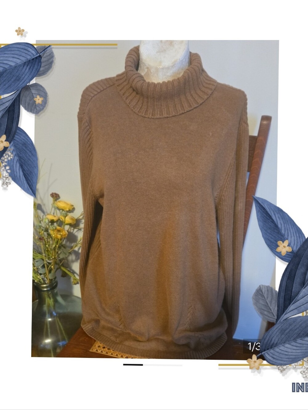 Coldwater Creek Women's Chestnut Brown Turtleneck Sweater Size 1x